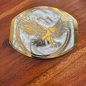 Eagle Gold Plated Brass Western Vintage Buckle by Award Design Medals 80’s